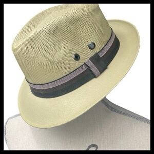 Charlie Unisex Tan with Brown/Pink Accents Coated Straw Fedora Hat